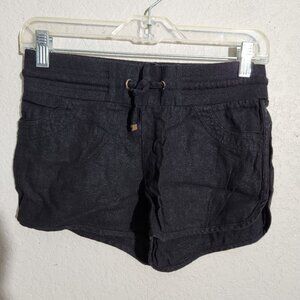 Shinestar Shorts Womens Size S Black Linen-Blend Drawstring pull on
